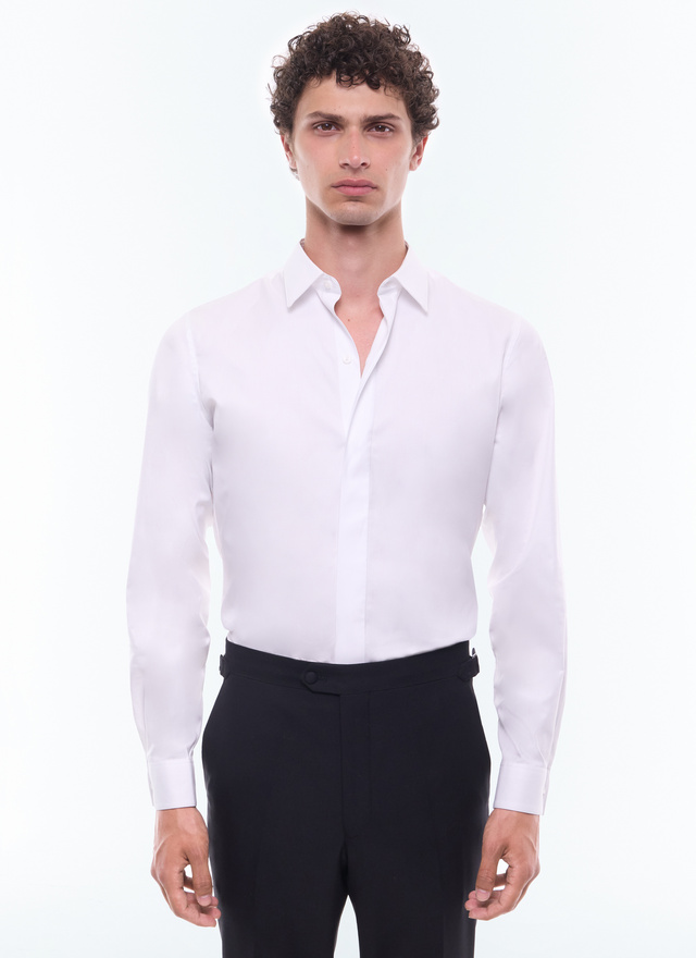 Men's shirt white cotton poplin Fursac - H3VODI-E005-01