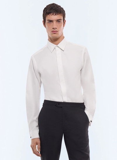 Men's shirt white honeycomb cotton Fursac - H3VODI-E014-01