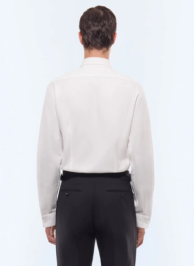 Men's white, ecru honeycomb cotton shirt Fursac - H3VODI-E014-01