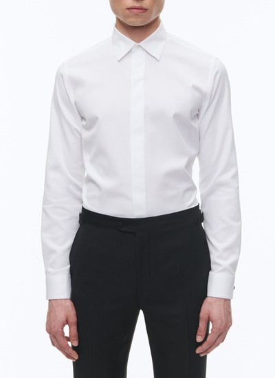 Men's shirt white honeycomb cotton Fursac - H3VODI-E014-01