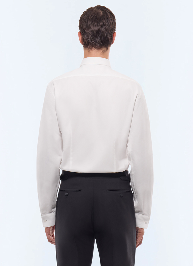 Men's white, ecru honeycomb cotton shirt Fursac - H3VODI-E014-01