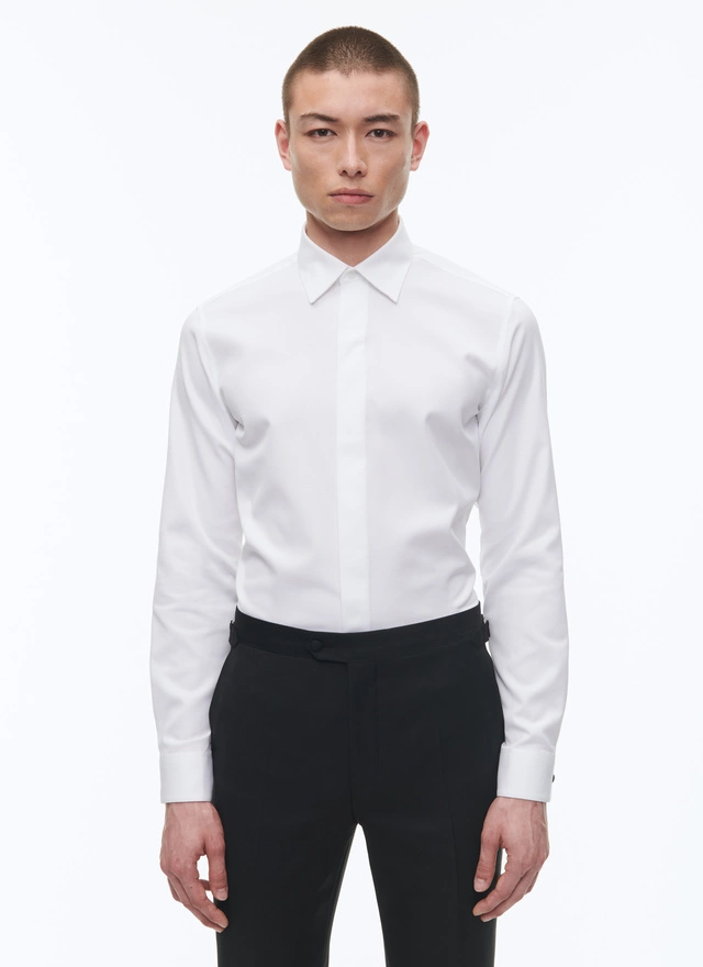 Men's shirt white honeycomb cotton Fursac - H3VODI-E014-01