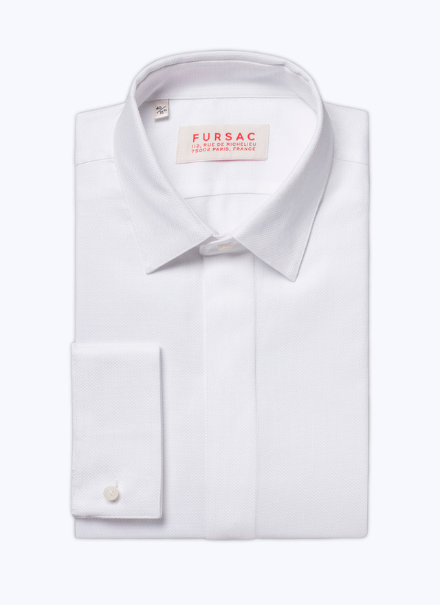 Men's white, ecru honeycomb cotton shirt Fursac - H3VODI-E014-01