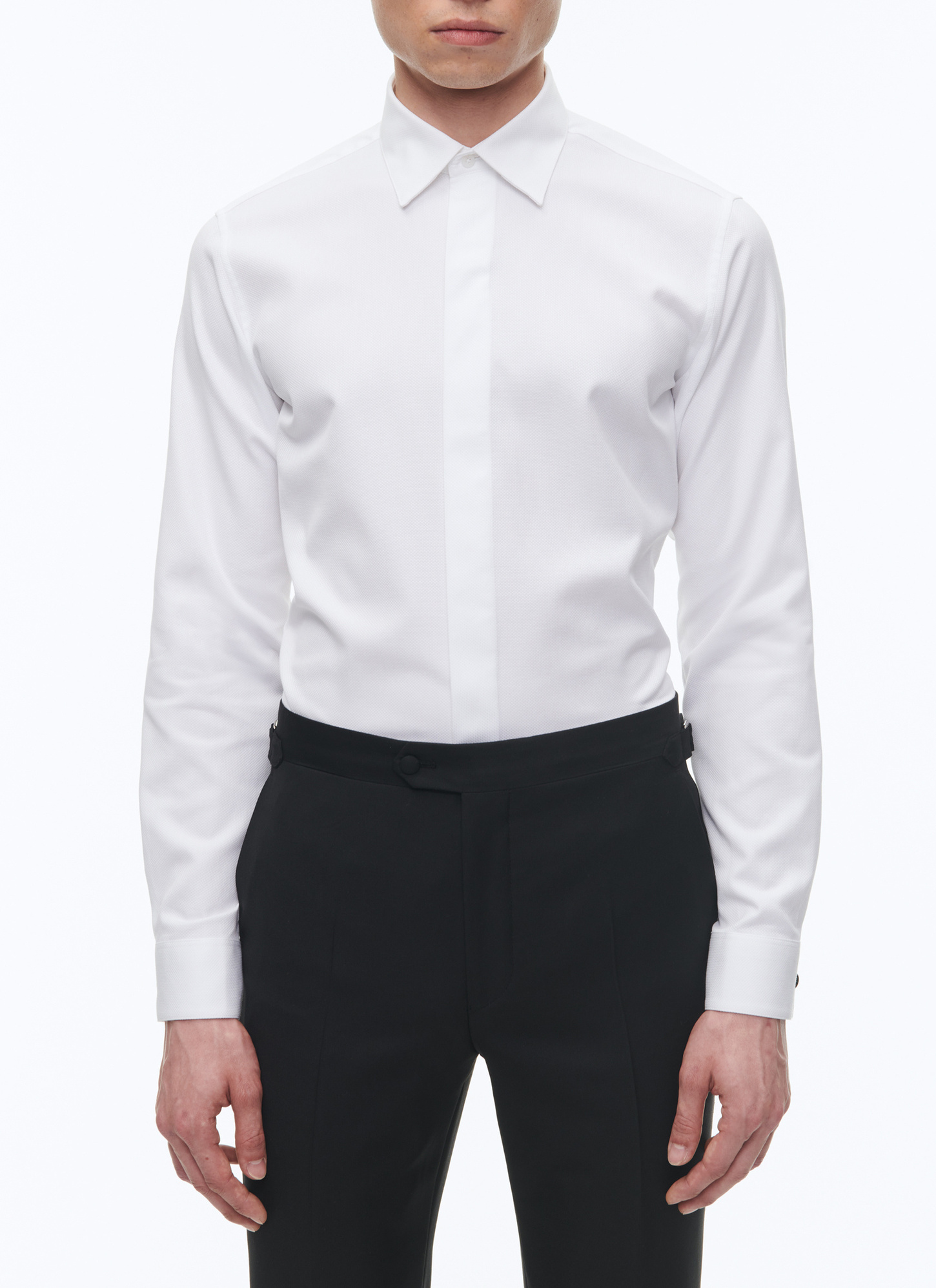 Men's shirt white honeycomb cotton Fursac - H3VODI-E014-01