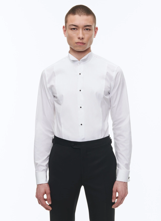 Men's shirt white cotton poplin Fursac - H3VRIA-V002-01