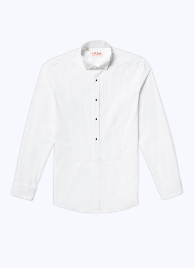 Men's white, ecru organic cotton poplin shirt Fursac - H3VRIA-VH62-01