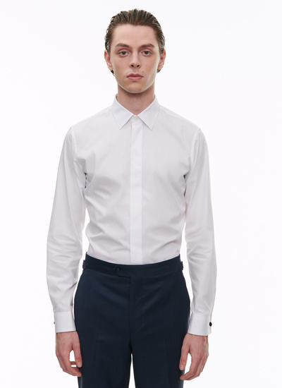 Men's shirt white cotton poplin Fursac - PERH3VODI-E005/01