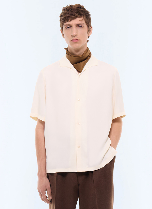 Men's shirt ecru main fabric: 100% viscose Fursac - H3LEAU-LH08-A002