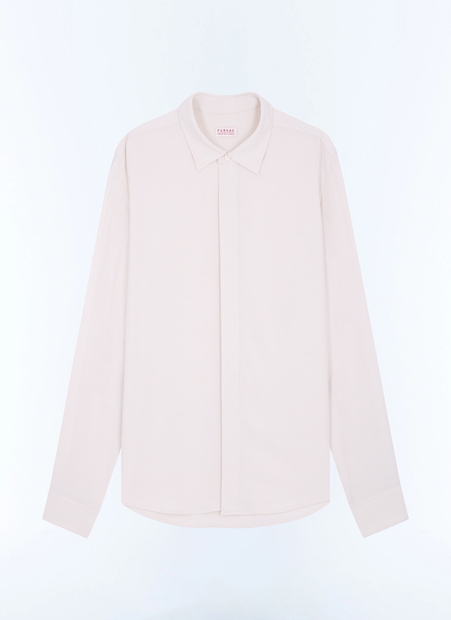 Men's white, ecru main fabric: 100% viscose shirt Fursac - H3LOIR-LH06-A002