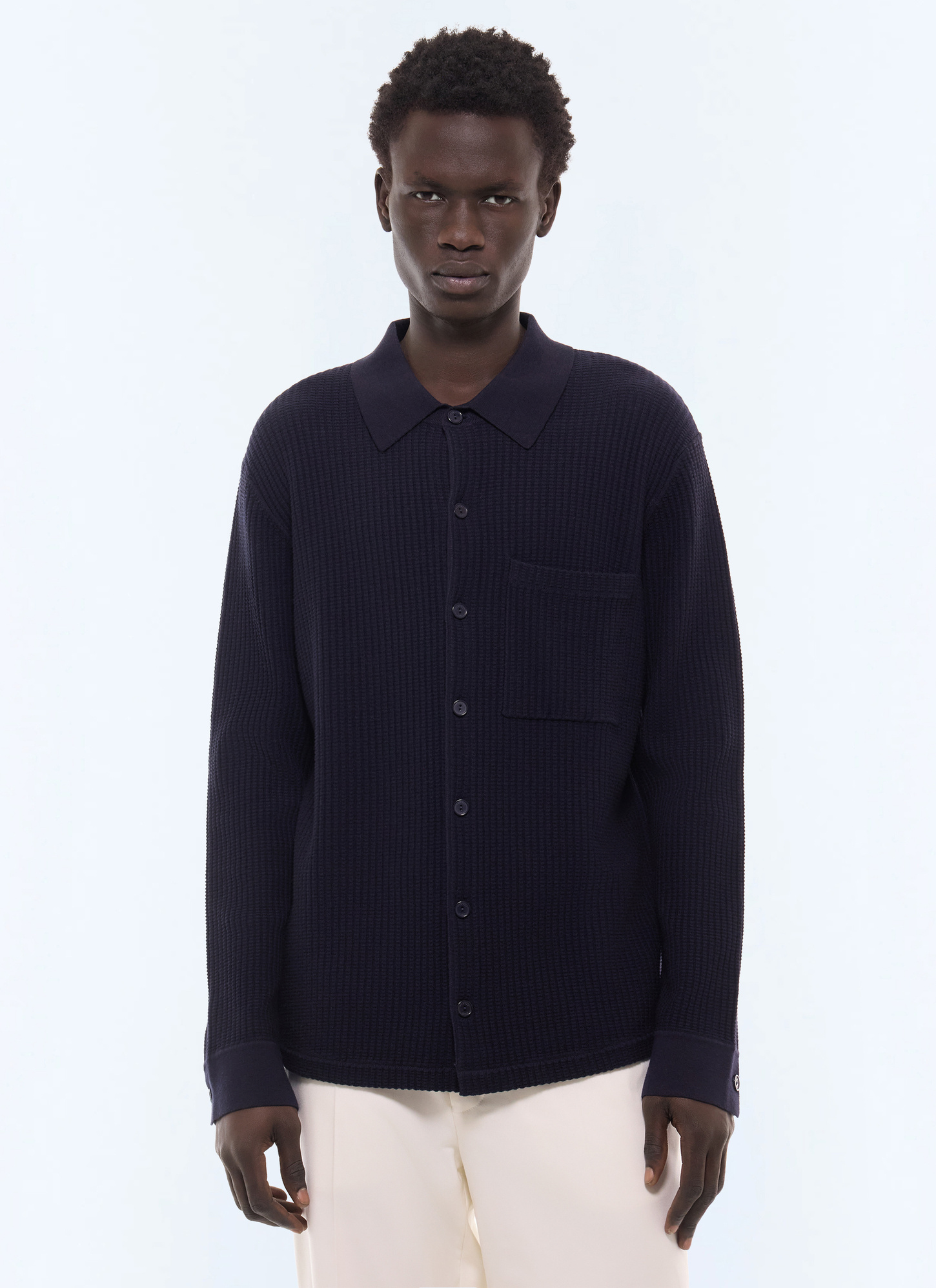 Men's shirt navy main material: 60% cotton, 28% wool, 10% polyamide, 2% elastanelining: none Fursac - A2LCHE-LA02-D030