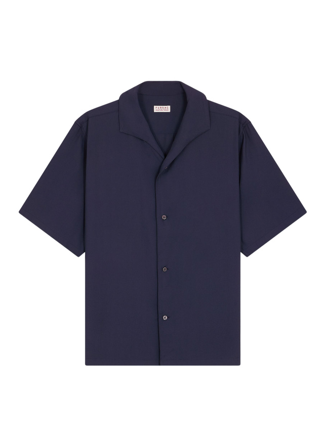 Men's blue, navy blue main fabric: 100% viscose shirt Fursac - H3LEAU-LH08-D030