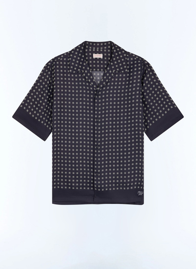 Men's blue, navy blue main fabric: 100% viscose shirt Fursac - H3LINT-LH05-D030