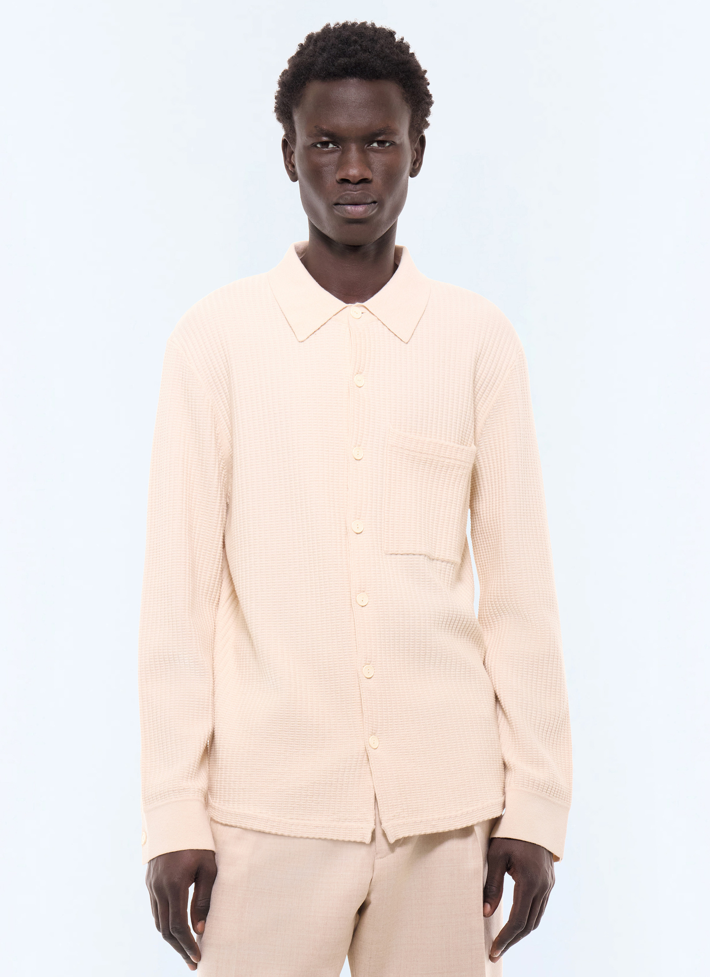 Men's shirt ecru main material: 60% cotton, 28% wool, 10% polyamide, 2% elastanelining: none Fursac - A2LCHE-LA02-A002