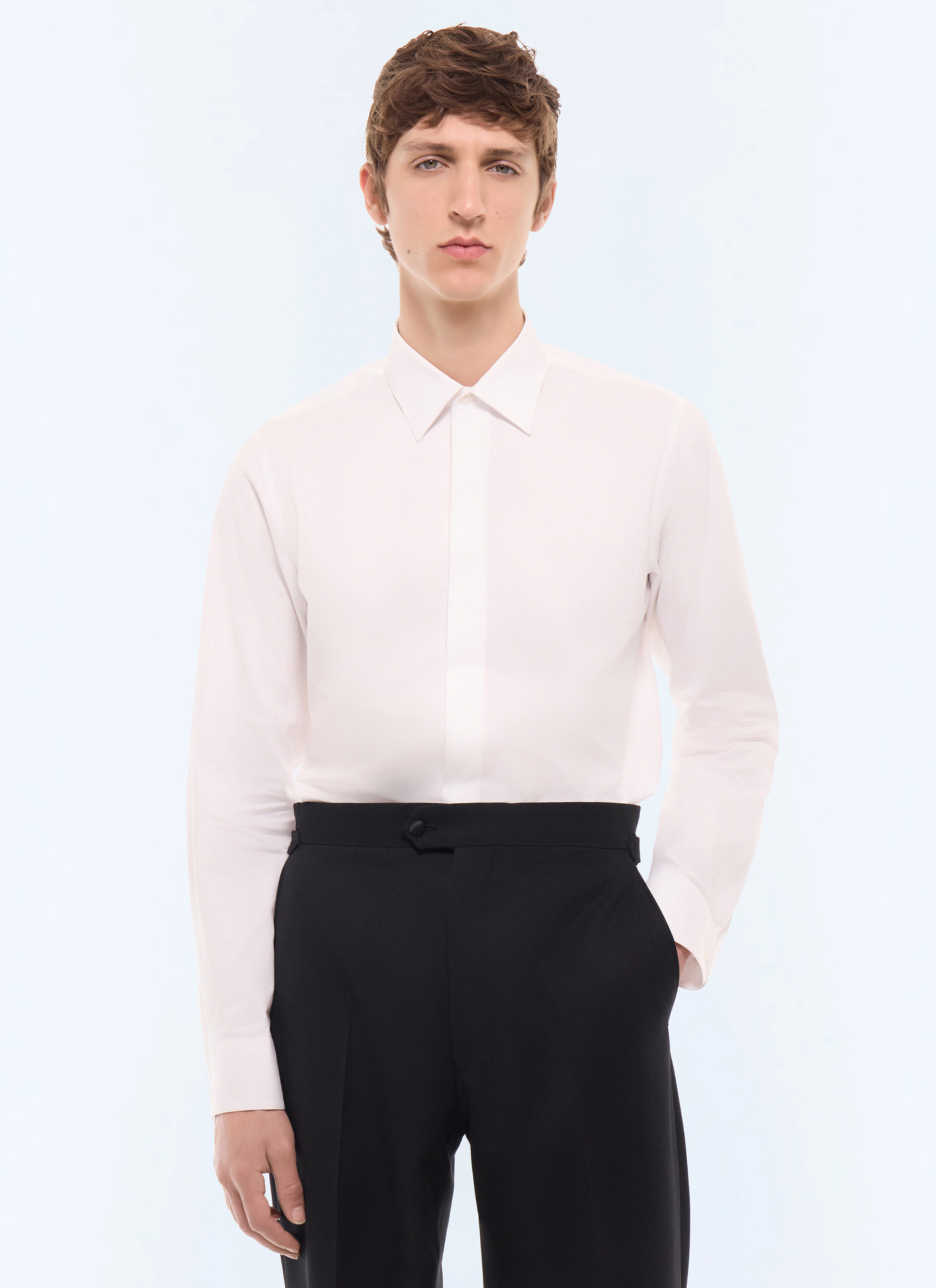 Men's shirt white main fabric: 100% cotton Fursac - H3LODI-E005-01