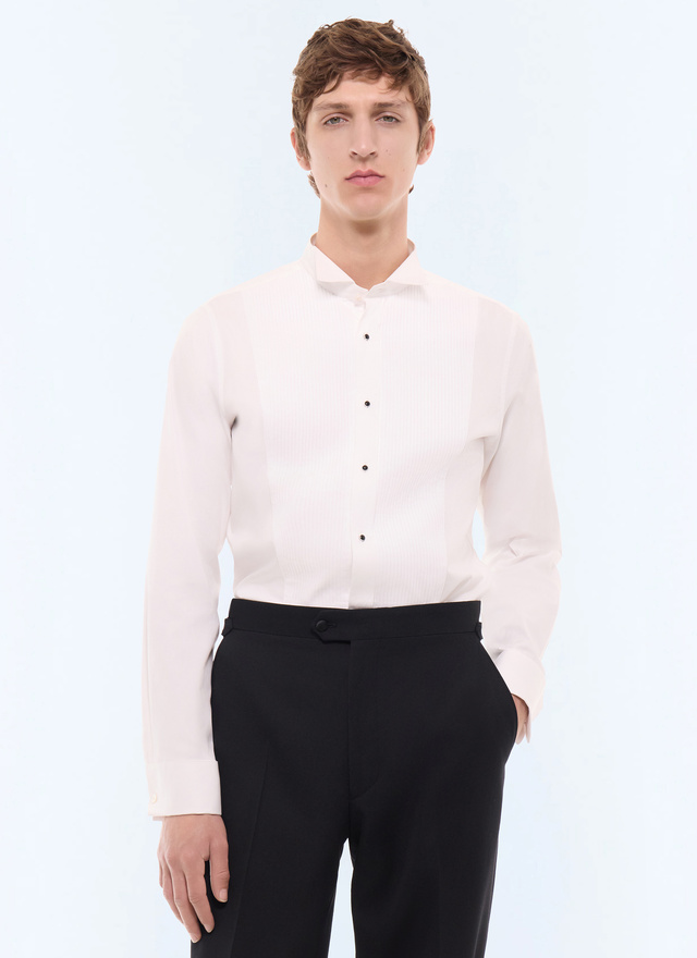 Men's shirt white main fabric: 100% cotton Fursac - H3LRIA-LH15-A001