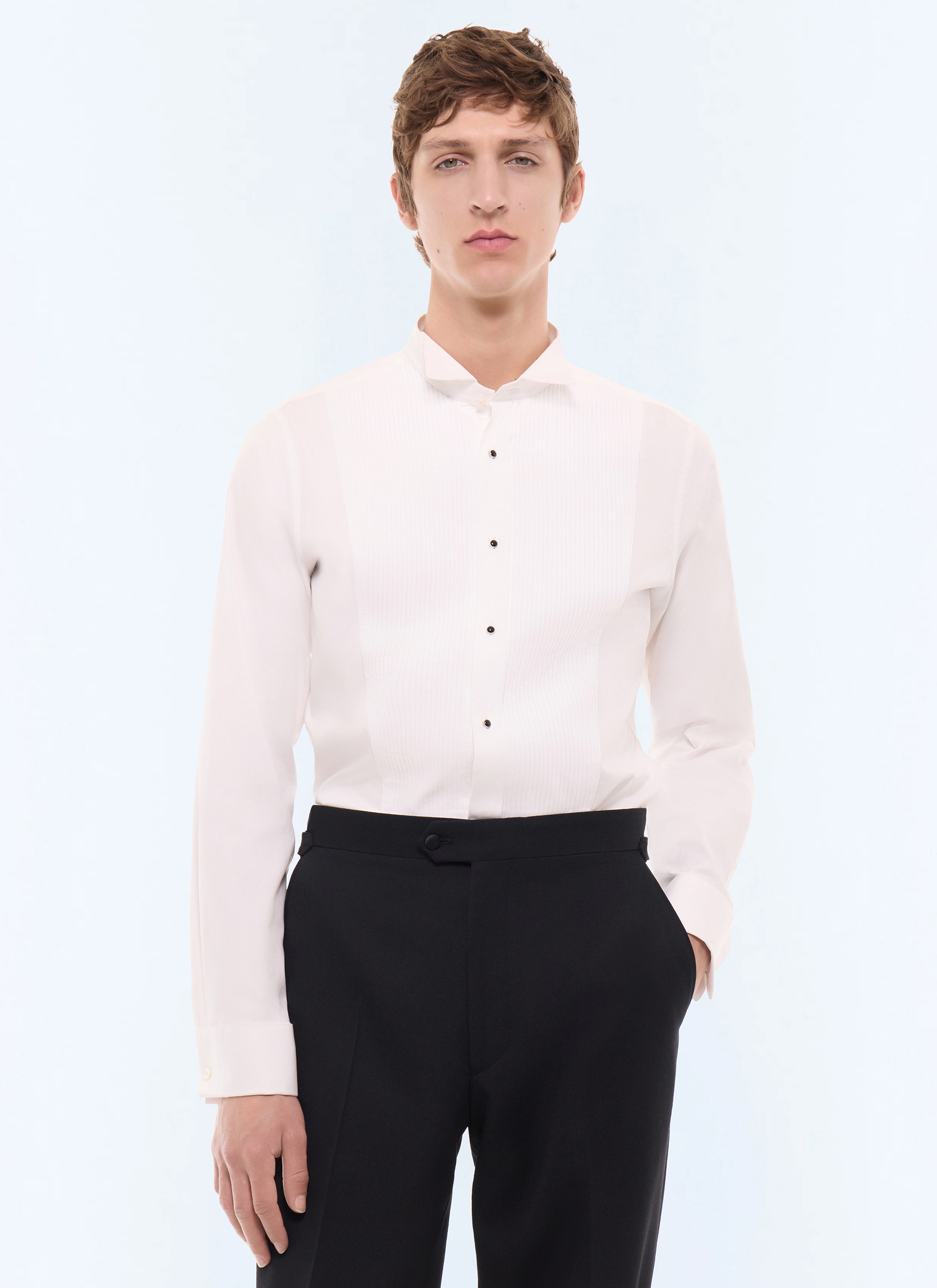 Men's shirt white main fabric: 100% cotton Fursac - H3LRIA-LH15-A001
