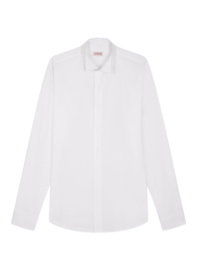 Men's white, ecru main fabric: 100% cotton shirt Fursac - H3LUKK-E005-01