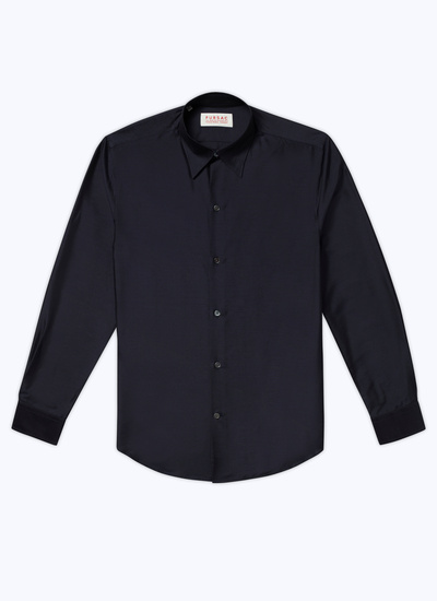 Men's blue, navy blue silk shirt Fursac - H3ADAV-BH01-30