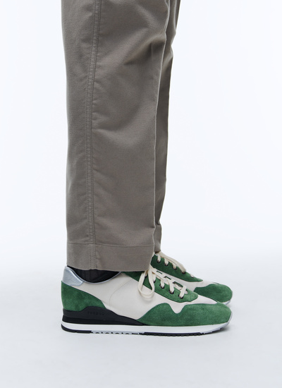 Men's shoes ecru and green calfskin leather and nylon Fursac - PERLSNEAK-TL04/40