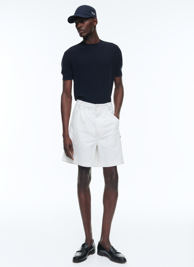 Short homme blanc toile de coton Fursac - P3DASY-BP11-A001