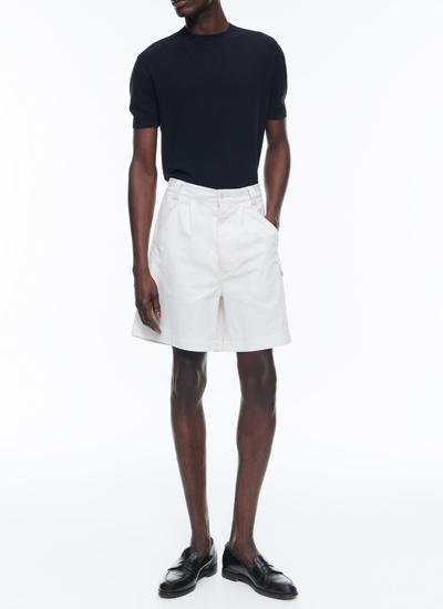 Short homme blanc toile de coton Fursac - P3DASY-BP11-A001
