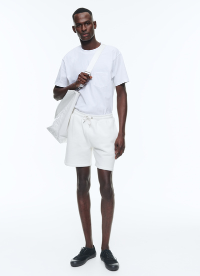 Short homme blanc jersey de coton Fursac - P3DEBO-DJ03-A001