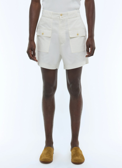 Short homme blanc toile de coton Fursac - P3FLYN-FP09-A001