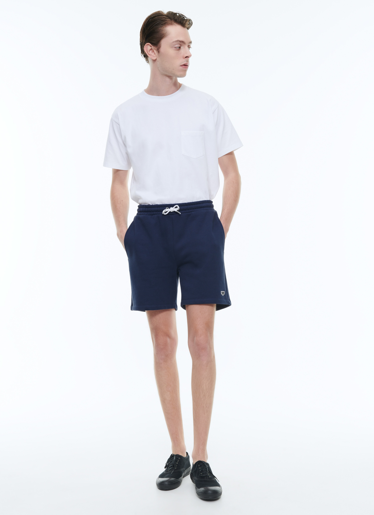 Men's short navy blue cotton jersey Fursac - P3DEBO-DJ03-D030