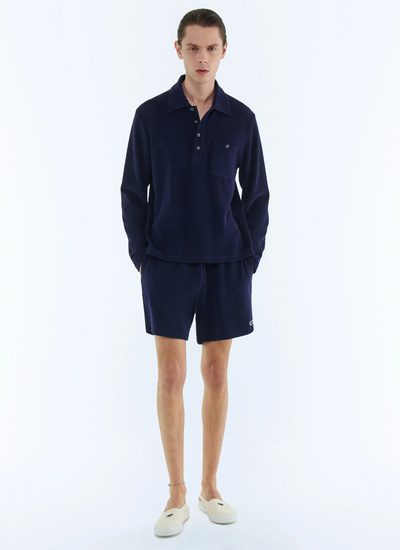 Men's short navy blue organic cotton jersey Fursac - P3DEBO-FJ03-D030