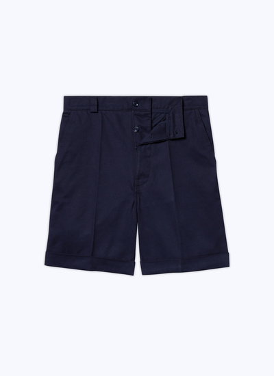 Men's blue, navy blue cotton canvas short Fursac - P3DOMA-BP11-31