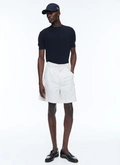 Cotton canvas pleated bermuda shorts - P3DASY-BP11-A001