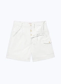 Cotton canvas pleated bermuda shorts - P3DASY-BP11-A001