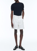 Cotton canvas pleated bermuda shorts - P3DASY-BP11-A001