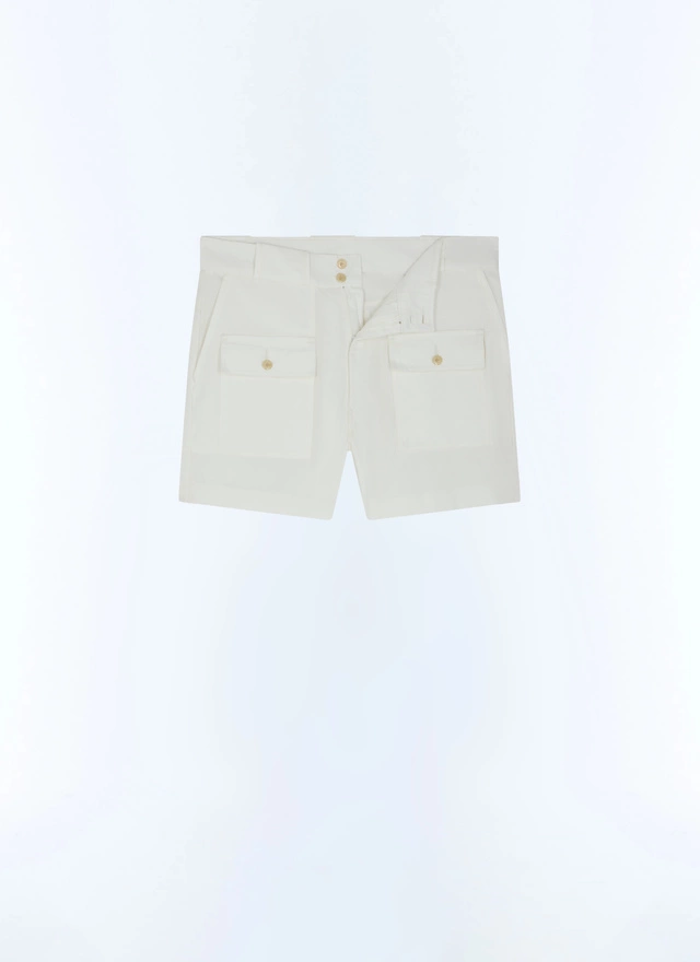 Men's white, ecru cotton canvas short Fursac - P3FLYN-FP09-A001