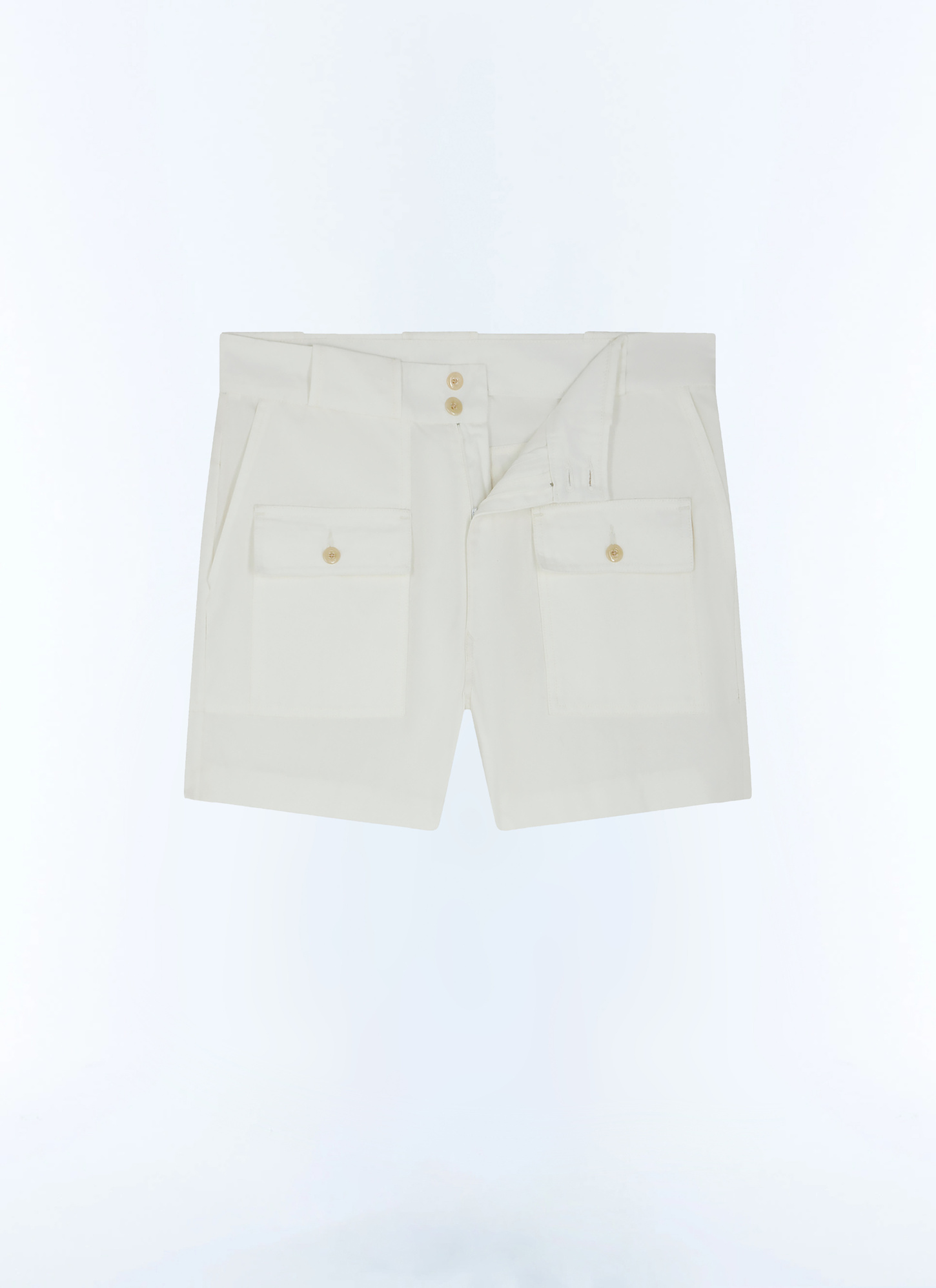 Men's white, ecru cotton canvas short Fursac - P3FLYN-FP09-A001