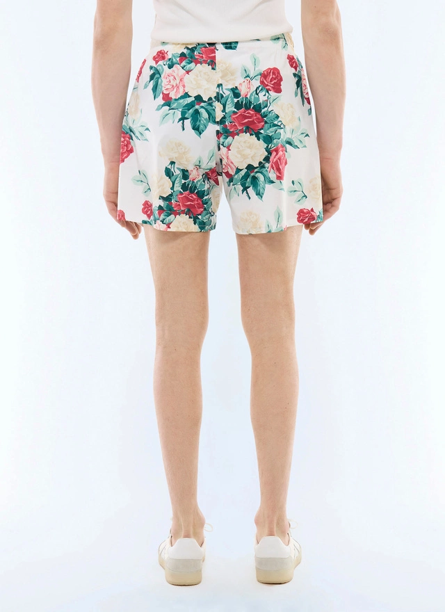 Shorts de bain motif floral vert, rose et blanc homme Fursac - P3VAHI-FP16-L001