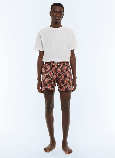 Shorts de bain homme motif paisley cyprès foncé tissu technique en polyester recyclé Fursac - P3VAHI-JP05-L004