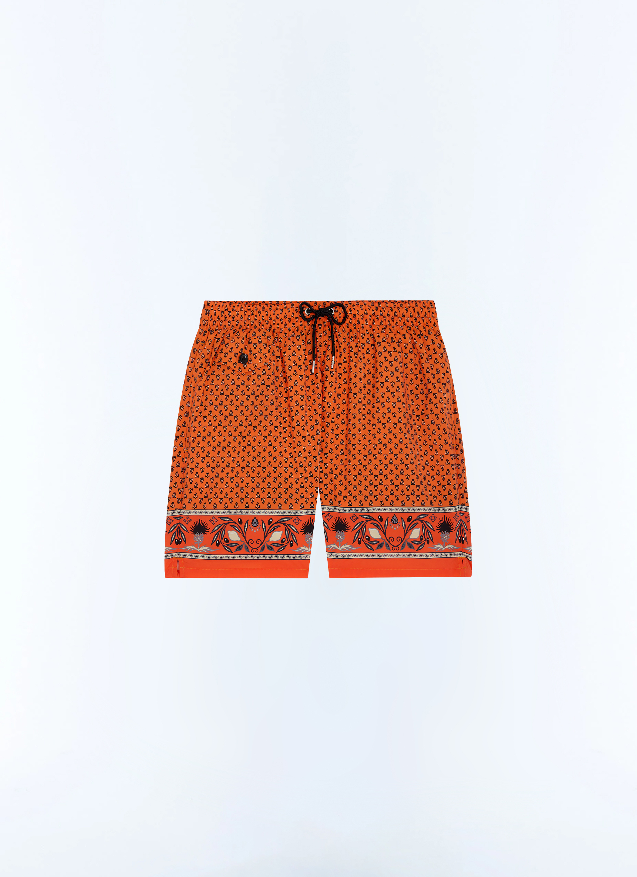 FURSAC - Short de bain en tissu technique à motif - Homme - Taille XXL - Orange - Coupe Droite