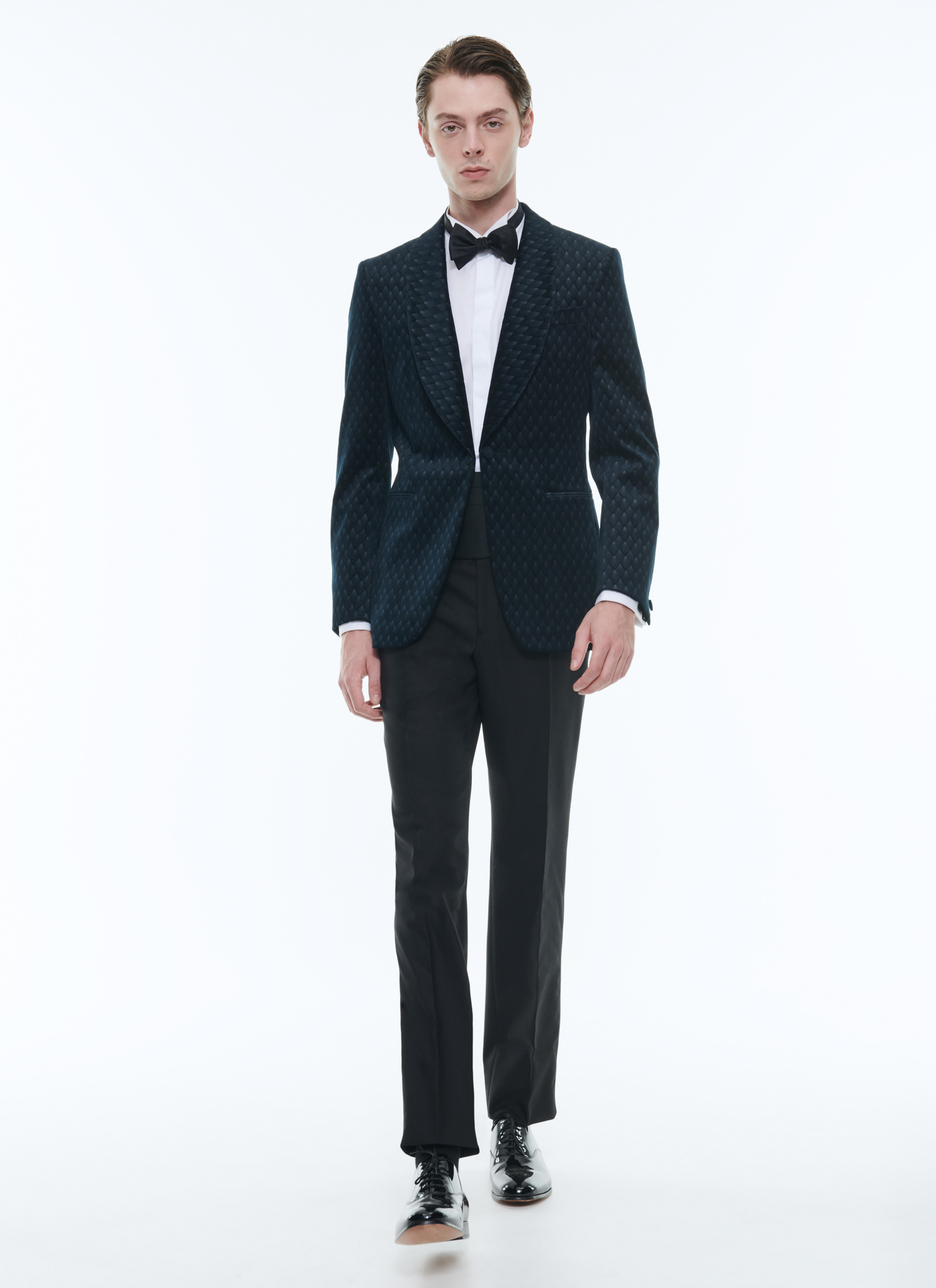 Smoking homme bleu carbone velours Fursac - V3DOBS-DX08-D031