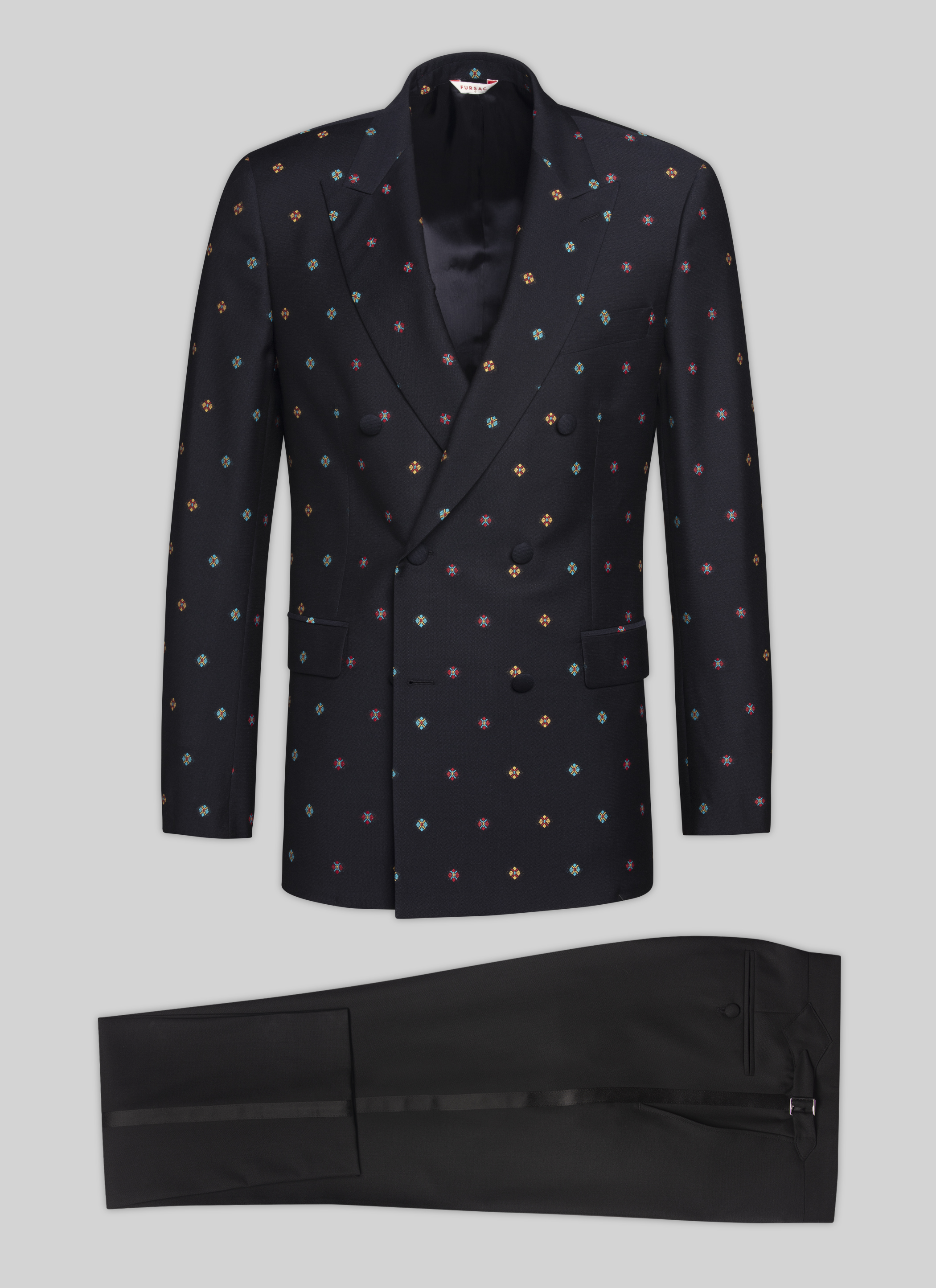 FURSAC - Smoking croisé en laine bleu marine - Homme - Taille 46 - Bleu - Coupe Ajustée