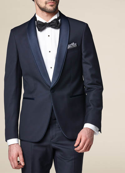 Smoking homme bleu nuit faille de laine super 100's Fursac - S3PIKY-C555-30
