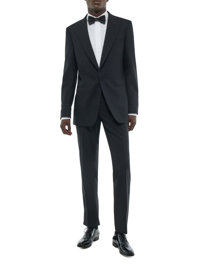 Smoking homme Fursac - Veste de smoking ajustée à motif damier noir - motif damier V3FLIX-FV09-B020