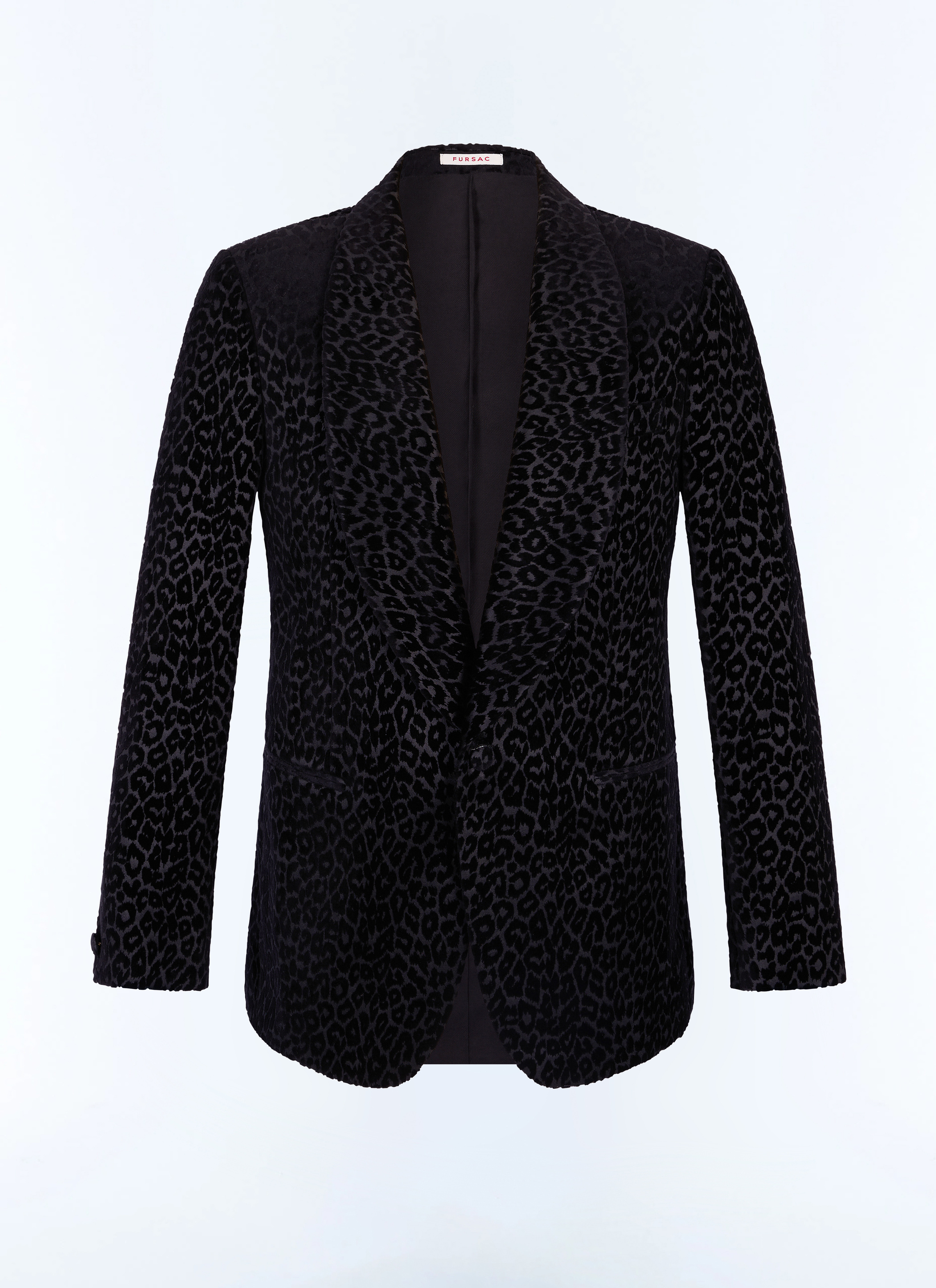 FURSAC - Veste de smoking en velours à motif - Homme - Taille 46 - Noir - Collection Cérémonie - Mariage - Coupe Classique