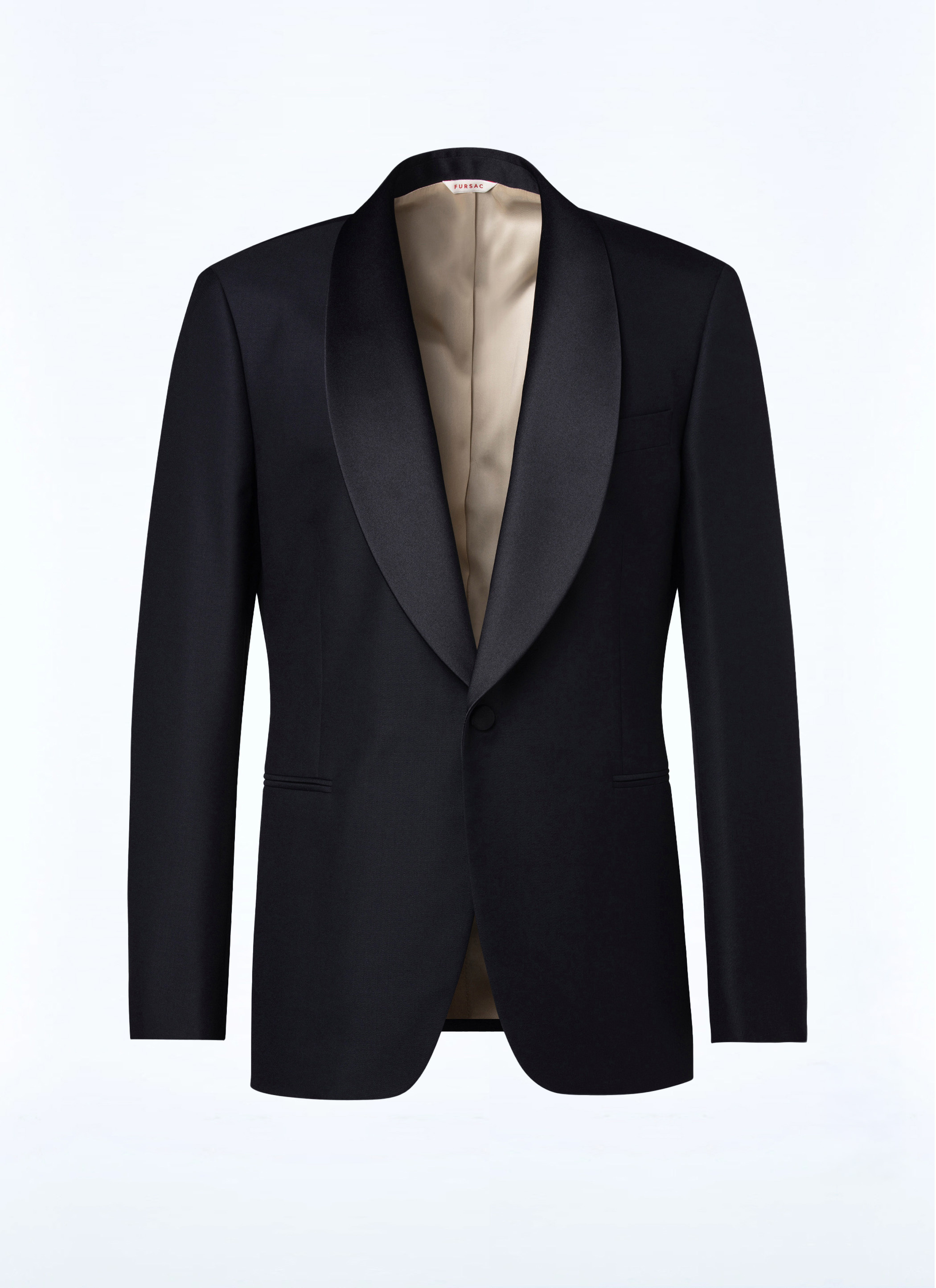 FURSAC - Veste de smoking en laine à micro-dessin - Homme - Taille 60 - Noir - Coupe Ajustée