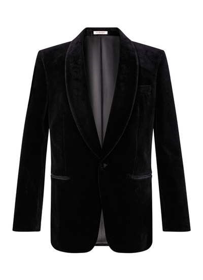 Smoking homme Fursac - Veste de smoking ajustée en velours noir V3FERT-C711-20