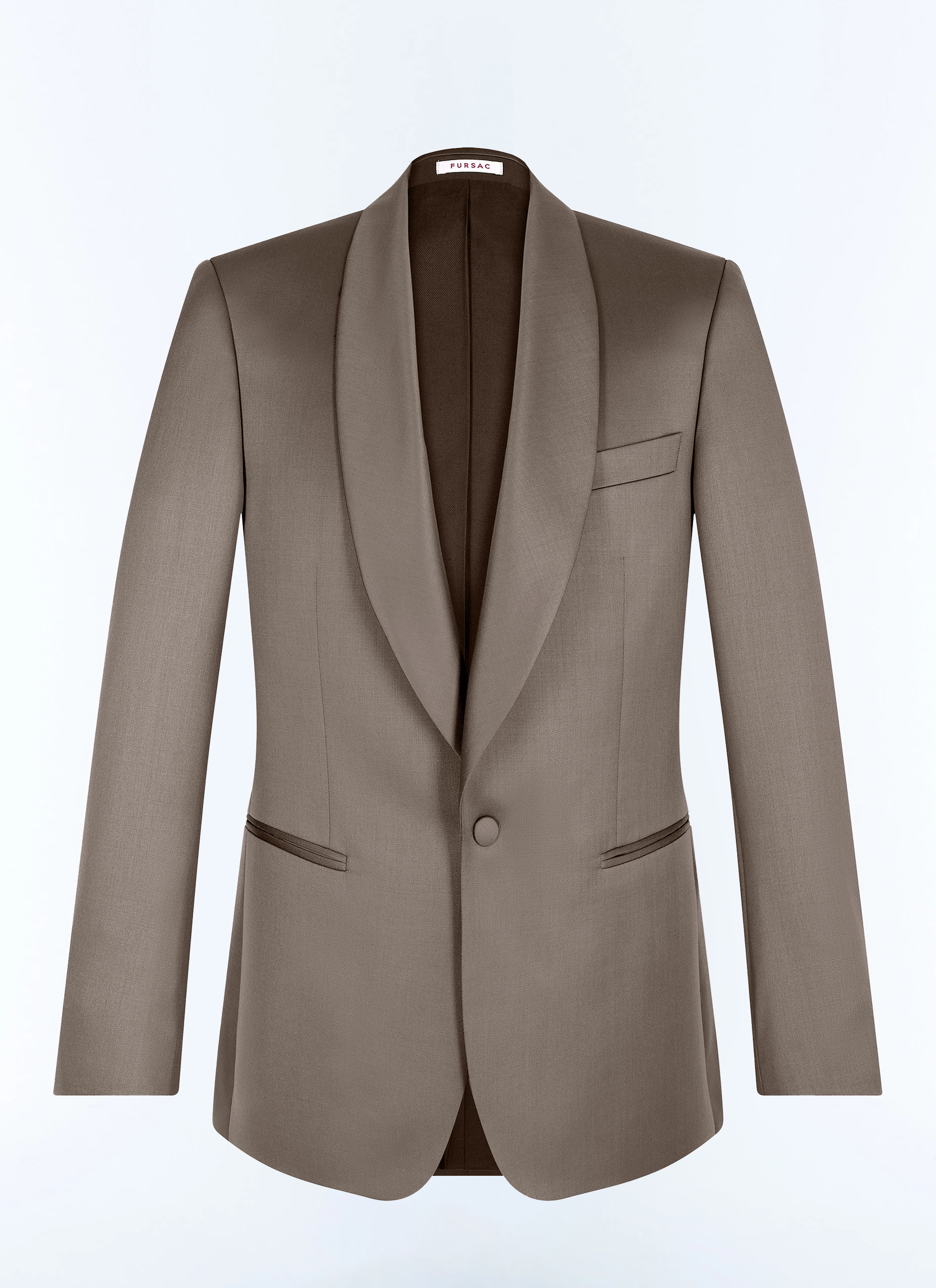 FURSAC - Veste de smoking col châle en laine - Homme - Taille 54 - Brun - Collection Cérémonie - Mariage - Coupe Ajustée