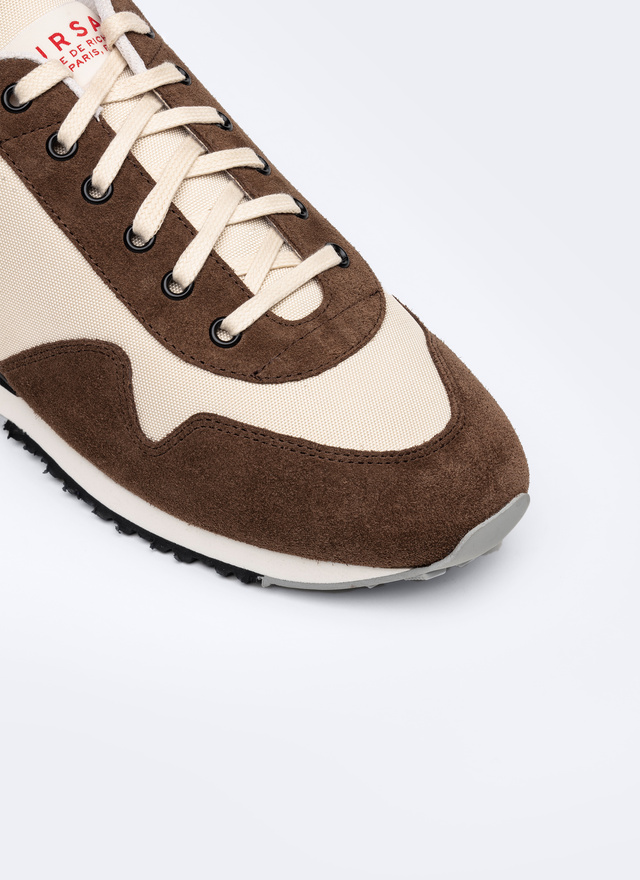 Men's beige, ecru calfskin leather and nylon sneakers Fursac - 22HLSNEAK-TL04/19