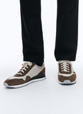 Cream and brown leather and nylon sneakers - 22HLSNEAK-TL04/19