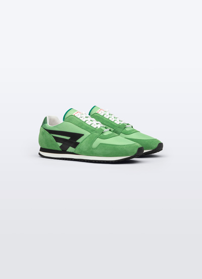 Men's sneakers green calfskin leather and nylon Fursac - LSNEAF-BL02-41