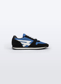 Navy blue and black leather and nylon sneakers - 23ELSNEAF-BL02/32